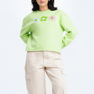 Premium Women's 100% Polyester Knitted Sweatshirts Stylish Pullovers with Front Logo Printed ODM Wholesale Clothing for Winter - Product Image 1