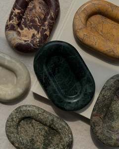 Plateau de service décoratif en pierre naturelle de marbre vert de forme ovale, décoration de luxe pour la maison, cuisine moderne, salle à manger - Product Image 4