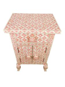 Table à tiroirs en os incrusté de la marque ILAHI, design moderne, détails en agate, rangement à trois niveaux, meuble portable pour la maison - Product Image 2