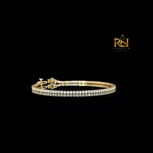 Round Brilliant Cut Lab Grown Diamond Two Row Tennis Bracelet Eternity Link Bracelet 9K 14K 18K <b>Solid</b> <b>Gold</b> Fine Jewelry - Product Image 3
