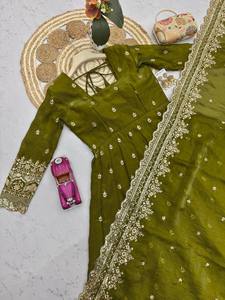 Best Quality Traditional Indian Vichitra Silk Womens Gown with Soft Flowing Fabric for Wedding Wear Available for Best Price - Product Image 4