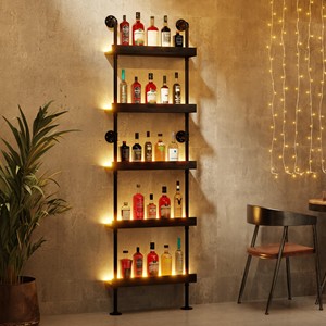 Rustic Sheesham Wood Wall Wine Rack Holder with Metal <b>Frame</b> - Wholesale - Product Image 6