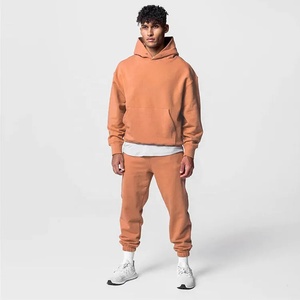 Coupe ample surdimensionné épais polaire sérigraphie graphique sans cordon de serrage à capuche et joggers 2 pièces ensemble couper et coudre Streetwear survêtement - Product Image 1