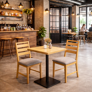 เก้าอี้ทานข้าวดีไซน์เรียบหรู ไม้สักแท้ คุณภาพสูง เบาะโฟมนุ่ม นั่งสบาย ทนทาน เหมาะสำหรับรับประทานอาหารและร้านกาแฟ คุ้มค่าที่สุด - Product Image 4