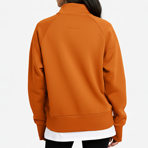 Sudadera de otoño con cremallera de cuarto de cierre y logotipo bordado personalizado para mujer, de tejido grueso, estilo holgado, ideal para el invierno. - Product Image 6