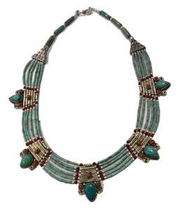 Collier ethnique en perles turquoise avec design géométrique en argent 925 pour un usage quotidien féminin - Product Image 4