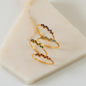 Tối Giản Hàng Ngày Nhẫn Bạc Với Tiny Birthstone Cụm Tùy Chỉnh Đá Quý Moissanite Người Bạn Tốt Nhất Quà Tặng Nhẫn Trang nhã Cho Gia Đình - Product Image 1