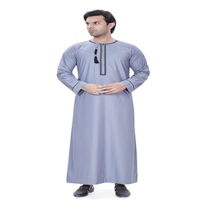 <b>Men's</b> OMANI Embroidery <b>Thobe</b>/Thawb-Polyester Viscose Fabric Breathable Anti-Wrinkle Elegant Ankle Length Summer Wedding - Product Image 1