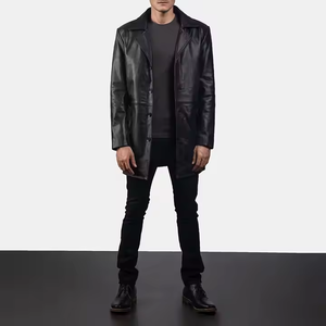 Chaqueta de Cuero Vacuno Casual de Invierno para Hombre con Cremallera y Decoración Personalizable con Patrón de Motociclista - Product Image 5