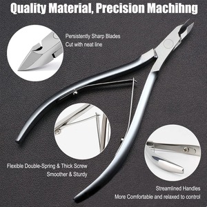 Pince à cuticules professionnelle en acier inoxydable pour ongles, coupe-peaux mortes, outil de coupe à double ressort - Product Image 4