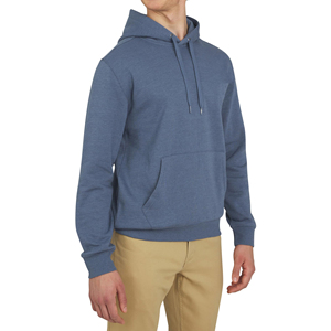 Sudadera con Capucha Azul para Hombre, Corte Regular, 100% Algodón Felpa, Estilo Casual, para Otoño - Product Image 3