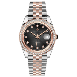 นาฬิกาข้อมือผู้ชายอัตโนมัติ รุ่น Alexander Ferros 8021D/01 ขนาด 40 มม. ตัวเรือนสแตนเลส สายแบบผีเสื้อ กระจกแซฟไฟร์ กันน้ำ ดีไซน์หรูหรา พร้อมกลไกจักรกล - Product Image 1