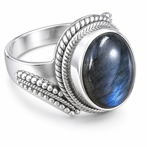 Blue Flash Labradorite <b>Statement</b> <b>Ring</b> 925 Sterling Silver Rose & Yellow Gold Plated Handmade Designer Gemstone <b>Ring</b> for Unisex - Product Image 1