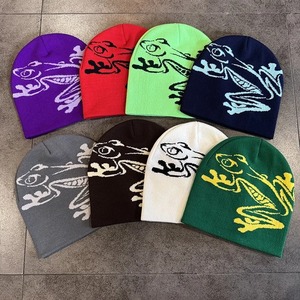Frog Animal Print Breathable Waterproof Y2K <b>Beanie</b> <b>Hat</b> Digital Printed 100% Acrylic Unisex Adjustable Beach - Product Image 1