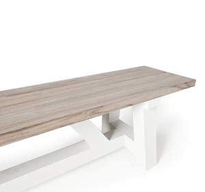 Banco de patio exterior de madera de teca maciza, banco de jardín minimalista sin respaldo, banco largo de madera, muebles de teca resistentes a la intemperie - Product Image 3