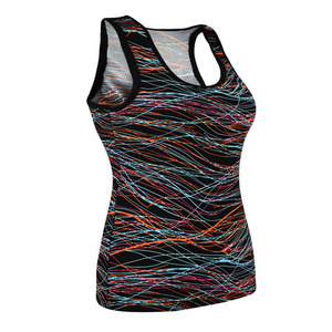 Cotton Tank Top Women's Sublimation Tank Top Black White Abstract Print Knitted Polyester Quick Dry Casual Summer Wear - Product Image 5