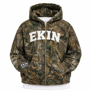 Sudadera con Capucha Personalizada de Felpa Francesa de 500 g/m², Camuflaje RealTree, Bordado Desgastado, Transpirable, Estilo Urbano, 100% Algodón, Unisex - Product Image 1