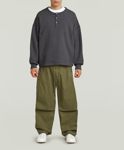 Men Oversized Knitted <b>Henley</b> Sweatshirt Solid Color Button Up Collar Casual <b>Long</b> <b>Sleeve</b> Autumn Wear - Product Image 4