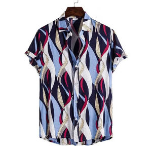 เสื้อเชิ้ตแขนสั้นพิมพ์ลายฮาวายประดับลูกปัดระบายอากาศได้ดีสำหรับผู้ชายไซส์ยุโรปสำหรับใส่ไปชายหาด - Product Image 6
