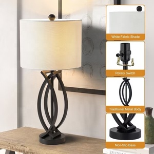 Eclipse Weave Metal Table Lamp with Interlocking Iron Base Premium Linen <b>Drum</b> <b>Shade</b> Warm Ambient <b>Lighting</b> for Modern Homes - Product Image 5