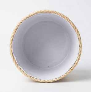 Maceta Redonda Tejida a Mano de Fibra de Sisal con Decoración de Flores Azules, Estilo Bohemio, para Decoración de Interiores y Mesa - Product Image 5