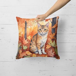 Oregon Rex Cat Fall Leaves Almohada decorativa 18H x 18W Lavable a máquina para uso en interiores y exteriores en sofá cama o patio - Product Image 2