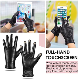 Gants d'hiver unisexes en peau de mouton, élégants, épais, compatibles écran tactile, antidérapants, coupe-vent, à doigts complets, pour le sport et le cyclisme en extérieur (vente en gros) - Product Image 2
