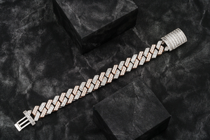 Pulsera de Eslabones Cubanos de Oro 10K/14K Unisex con Diamantes Cultivados en Laboratorio, Cadena de Joyería Hip Hop Chapada en Plata con Corte Brillante Redondo - Product Image 4
