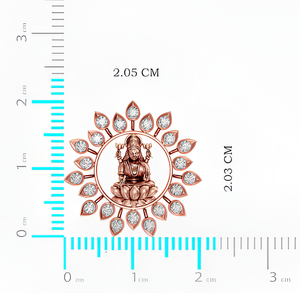 Pendientes de Oro Rosa de 18K con Diamantes Cultivados en Laboratorio VVS EF, Diseño de la Diosa Lakshmi con Flor de Loto, Pendientes Religiosos con Diamantes CVD - Product Image 4