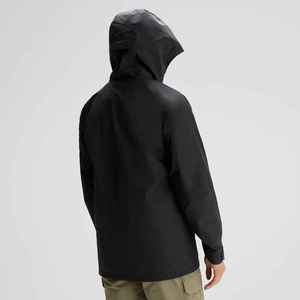 <b>Men's</b> Black Hooded Waterproof Softshell <b>Jacket</b> Casual Style Solid Color Polyester Outerwear Zipper Closure Winter Wear - Product Image 5