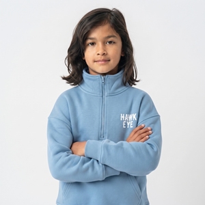 Heavyweight Custom Unisex Kids Oversized Hoodie <b>Half</b> <b>Zip</b> Cotton Fleece <b>Sweatshirt</b> Drop Shoulder Long Sleeve Leisure Wear - Product Image 3