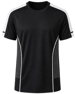 T-shirt de sport noir personnalisé pour homme, séchage rapide, respirant, course à pied, gym, fitness, athlétique, polyester, entraînement, haut de sport, vêtement actif - Product Image 1