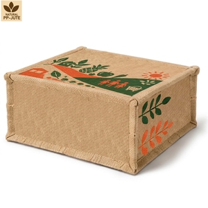 Bolsa de Compras de Yute Natural con Logotipo Personalizado, 31x27x16 cm, Laminada en PP, Reutilizable, Impresa, con Asas de Cuerda de Algodón, Venta al Por Mayor - Product Image 4