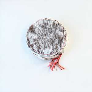 Bohemian Real Fur Jewelry Case with Red Zipper and Tassel Closure Round Storage Box for <b>Travel</b> and Vanity Use - Product Image 2