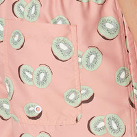 Unisex premium zwemshorts |   Roze kiwi-fruitmotief, sneldrogende, waterdichte, ademende, milieuvriendelijke strandbroek, zomersurfshort
