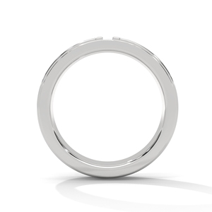 Bague d'éternité moderne en argent finition or blanc avec diamants baguette émeraude, empilable, pour femme - Product Image 3