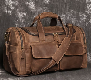 Bolsa de Viaje de Cuero Vintage, Bolsa de Gimnasio, Bolsa de Fin de Semana, Bolsa de Gran Capacidad con Cierre, Bolsa de Hombro, Bolsa de Mano, Bolsa de Cuero para Fin de Semana - Product Image 1
