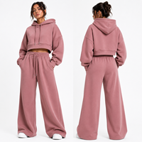 Survêtement oversize à capuche longue pour femme ONE APEX, coupe large, couleur rose poudré, en molleton épais 100 % coton, séchage rapide