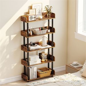 Libreria Aperta a 5 Ripiani Marrone Rustico con Gambe Rialzate per Ufficio Domestico - Product Image 6