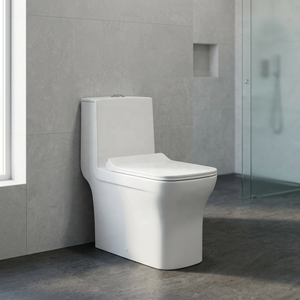 WC monobloc en céramique de haute qualité avec chasse d'eau automatique et réservoir encastré pour projets de salles de bain modernes - Product Image 3