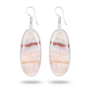 ต่างหูพลอยแคลไซต์ลายม้าลายสีธรรมชาติสวยงามแท้ ชุบเงินบนทองเหลือง ดีไซน์ห้อยระย้า แฟชั่นสำหรับผู้หญิง ของขวัญสำหรับงานปาร์ตี้ - Product Image 4