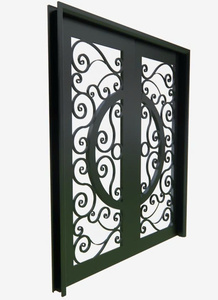 Puerta de Seguridad de Acero y Hierro Forjado Personalizada para Entrada de Casa con Diseño Decorativo de Vidrio Templado y Marco Resistente - Product Image 2