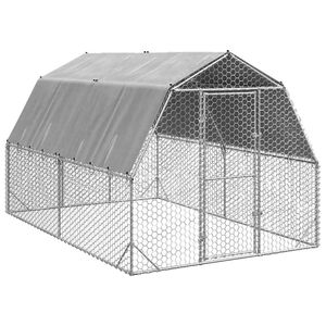 Corral Grande y Resistente para Pollos, Jaula para Animales de Acero Galvanizado Plateado y Verde con PE Duradero y de Larga Duración - Product Image 1