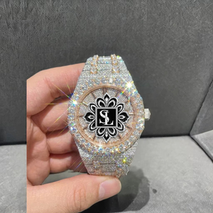 Reloj con Incrustaciones de Moissanita VVS1 al por Mayor |   Reloj Cronógrafo de Cuarzo ETA con Cristal de Zafiro |   Reloj de Lujo Estilo Hip Hop con Diamantes Engastados a Mano - Product Image 5