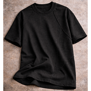 เสื้อยืดโอเวอร์ไซส์ผ้าคอตตอนผสมสแปนเด็กซ์ 220 GSM สำหรับผู้ชาย พรีเมียม หนานุ่ม สตรีทแวร์ ดีไซน์ตะเข็บดิบ รับทำโลโก้ตามสั่ง คุณภาพส่งออก OEM - Product Image 2