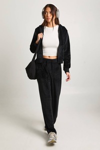 Conjunto de 2 piezas de joggers de terciopelo personalizados de color liso, estilo urbano de invierno, forro polar grueso, cómodo, talla grande, con cremallera, chándal a juego - Product Image 5