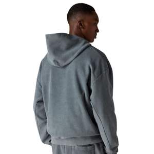 Sweat à capuche côtelé épais délavé gris, pull à manches longues en coton doux tricoté, coupe décontractée confortable pour homme, qualité supérieure - Product Image 5
