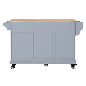 Carrello da Cucina a 5 Ruote con Armadietto, 2 Cassetti Superiori, Isola da Cucina con Piano in Legno di Gomma, Doppio Carrello Centrale per Isola Cucina - Product Image 3