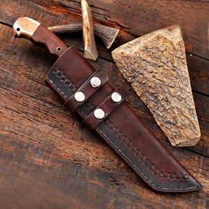 มีดแทร็คเกอร์ใบมีดเหล็กดามัสกัสทำมือพร้อมปลอก - มีดลายหยดน้ำแบบฟูลแทงก์พร้อมด้ามไม้พะยูงและเรซิ่น - Product Image 6