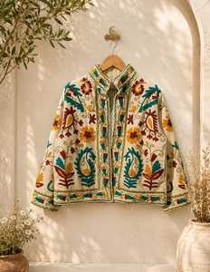 European Street Fashion Unique Statement Handmade Floral Embroidered Jacket <b>Women</b> Bohemian Style Suzani Festive Ladies <b>Coat</b> - Product Image 3